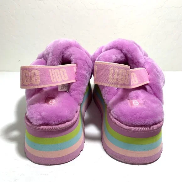 UGG Disco Knot Platform Sandals Sheepskin Slides Wildflower Size 9 NEW